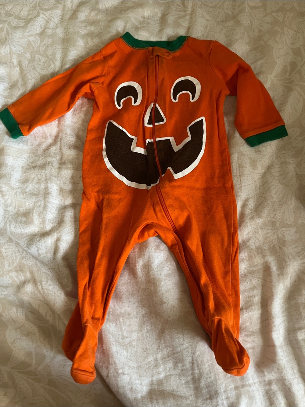 Orange Pumpkin Jack-O'-Lantern Kids One-Piece